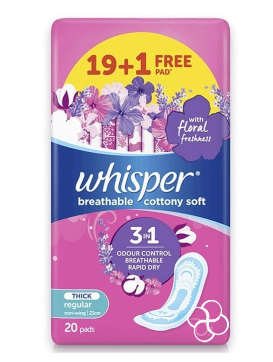 Whisper Regular Flow Cottony Non-Wings 20's