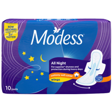 Modess All Night Wings 10's