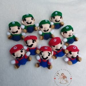 Crochet Mario & Luigi Keychain 3"