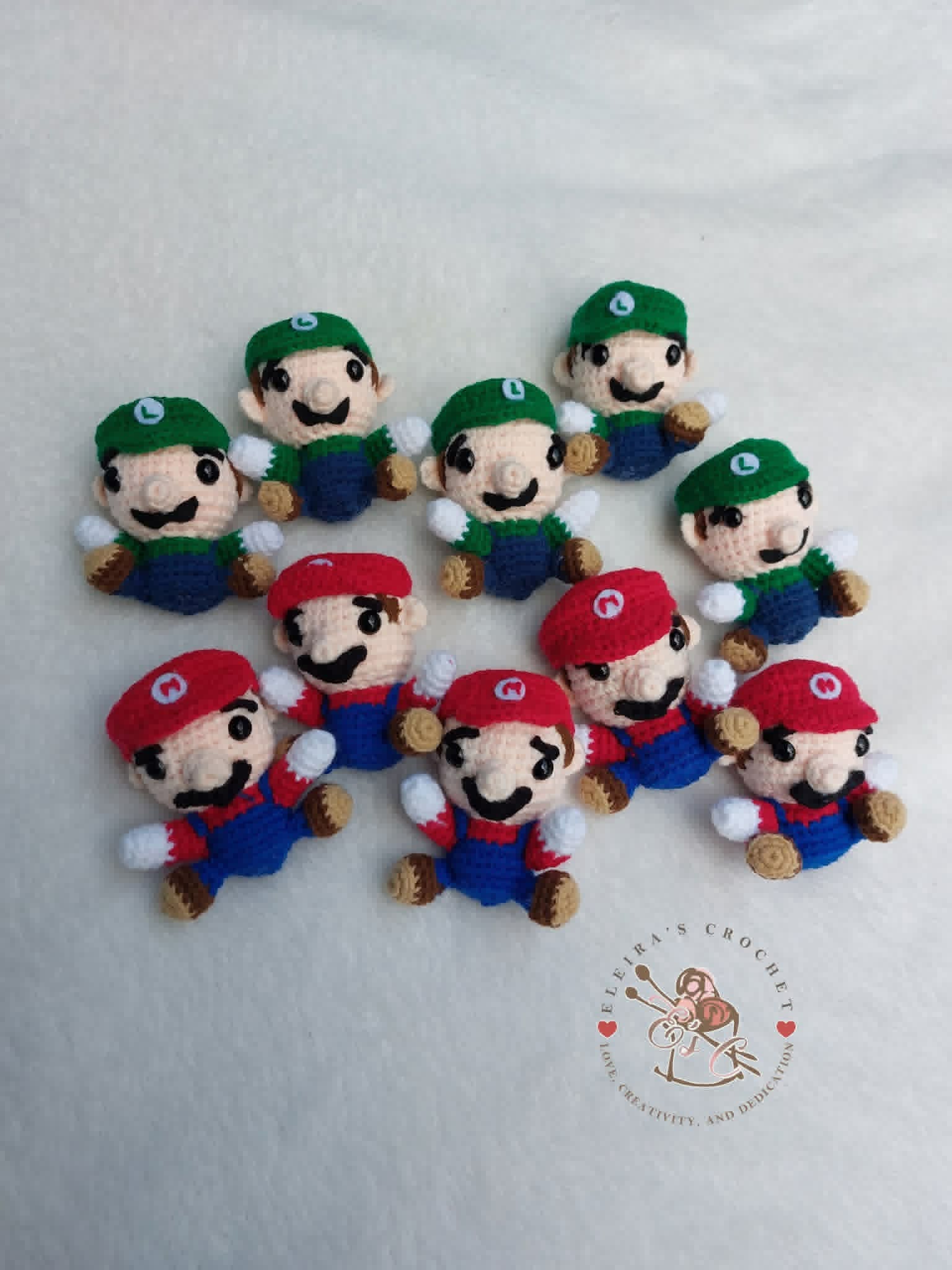 Crochet Mario & Luigi Keychain 3"