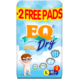 EQ Diaper Dry Large 32+2's